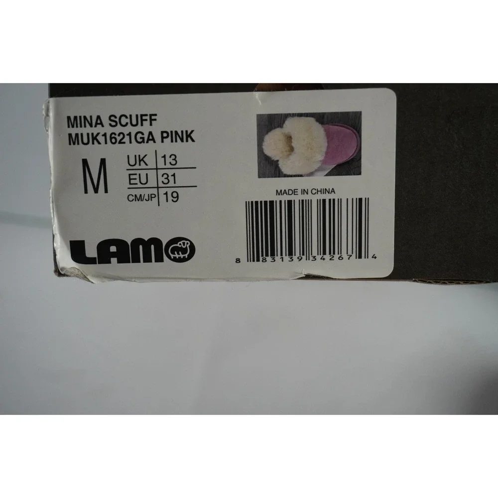 Girls LAMO Cozy Pink Warm Faux Fur Slippers with Pink Soles‎ Size 1Y (M) New